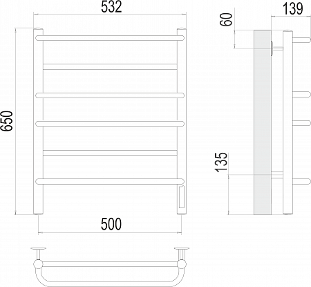 Евромикс П6 500х650 Электро (quick touch) Полотенцесушитель  TERMINUS Ейск - фото 3