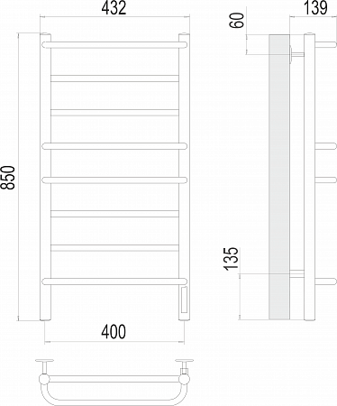 Евромикс П8 400х850 Электро (quick touch) Полотенцесушитель TERMINUS Ейск - фото 3 Евромикс П8 400х850 Электро (quick touch) Полотенцесушитель TERMINUS Ейск - фото 3