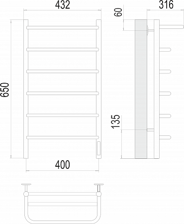 Полка П6 400х650 Электро (quick touch) Полотенцесушитель  TERMINUS Ейск - фото 3
