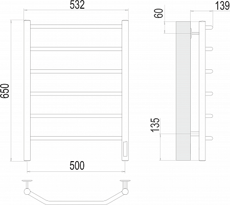 Виктория П6 500х650 Электро (quick touch) Полотенцесушитель  TERMINUS Ейск - фото 3