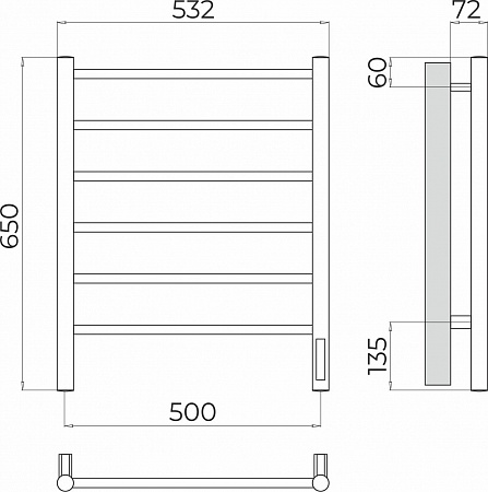 Аврора П6 500х650 Электро (quick touch) Полотенцесушитель  TERMINUS Ейск - фото 3