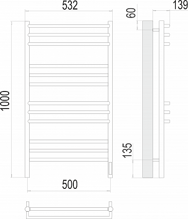 Прато П12 500х1000 электро (sensor quick touch) Полотенцесушитель  TERMINUS Ейск - фото 3