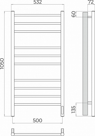 Аврора П10 500х1050 Электро (quick touch) Полотенцесушитель TERMINUS Ейск - фото 3 Аврора П10 500х1050 Электро (quick touch) Полотенцесушитель TERMINUS Ейск - фото 3