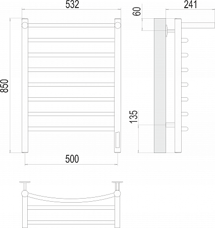 Классик с/п П8 500х850 Электро (quick touch) Полотенцесушитель TERMINUS Ейск - фото 3 Классик с/п П8 500х850 Электро (quick touch) Полотенцесушитель TERMINUS Ейск - фото 3