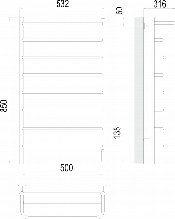 Полка П8 500х850 Электро (quick touch) Полотенцесушитель TERMINUS Ейск - фото 3 Полка П8 500х850 Электро (quick touch) Полотенцесушитель TERMINUS Ейск - фото 3