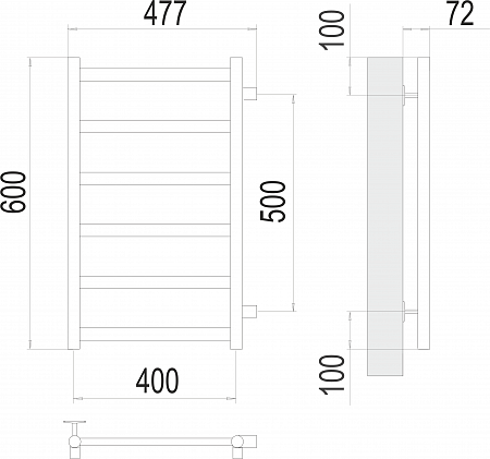Аврора П6 400х600 бп500 Полотенцесушитель TERMINUS Ейск - фото 3 Аврора П6 400х600 бп500 Полотенцесушитель TERMINUS Ейск - фото 3