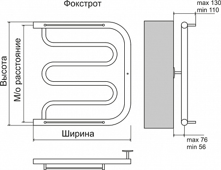 Фокстрот AISI 32х2 500х500 Полотенцесушитель  TERMINUS Ейск - фото 3