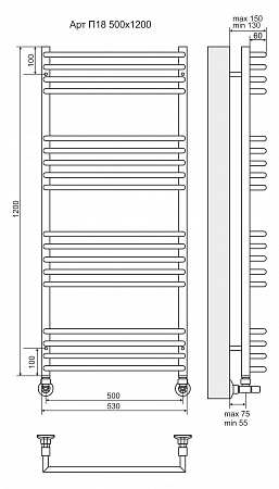 Арт П18 500х1200 Полотенцесушитель TERMINUS Ейск - фото 3 Арт П18 500х1200 Полотенцесушитель TERMINUS Ейск - фото 3