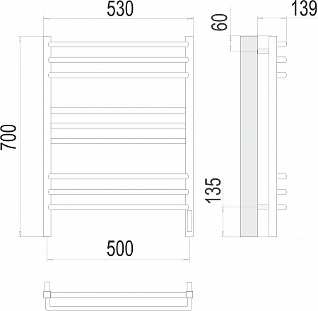 Соренто П9 500х700 электро (sensor quick touch) Полотенцесушитель  TERMINUS Ейск - фото 3