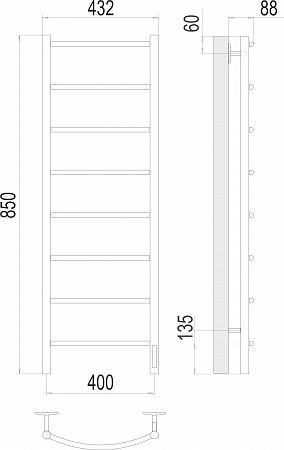 Классик П8 400х850 Электро (quick touch) Полотенцесушитель TERMINUS Ейск - фото 3 Классик П8 400х850 Электро (quick touch) Полотенцесушитель TERMINUS Ейск - фото 3