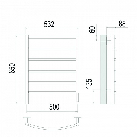 Классик П6 500х650 Электро (quick touch) Полотенцесушитель TERMINUS Сатин Ейск - фото 4 Классик П6 500х650 Электро (quick touch) Полотенцесушитель TERMINUS Сатин Ейск - фото 4