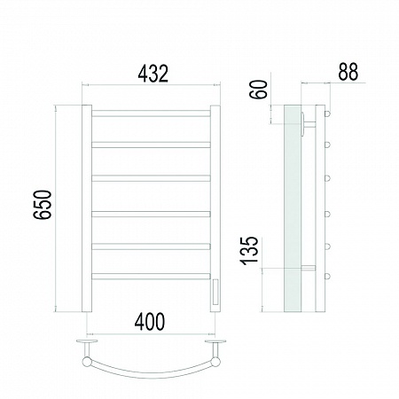 Классик П6 400х650 Электро (quick touch) Полотенцесушитель TERMINUS Сатин Ейск - фото 4 Классик П6 400х650 Электро (quick touch) Полотенцесушитель TERMINUS Сатин Ейск - фото 4