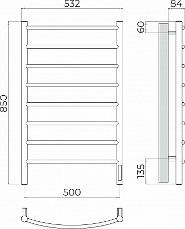 Классик П8 500х850 Электро (quick touch) Полотенцесушитель TERMINUS Ейск - фото 3 Классик П8 500х850 Электро (quick touch) Полотенцесушитель TERMINUS Ейск - фото 3